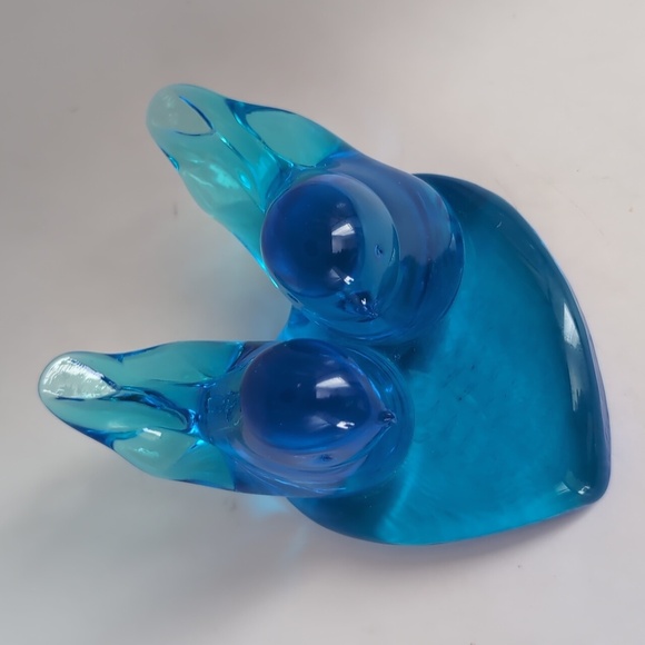 Large Leo Ward 1991 Signed Double Bluebird Blue Birds Happiness Glass Figurine - Picture 11 of 16